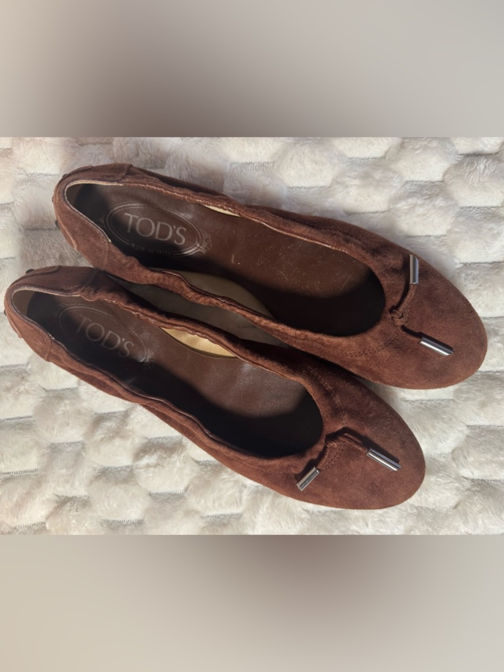 Tod's Brown Suede Bow Ballet Flats